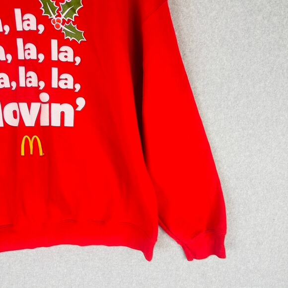 McDonald’s Unisex XL Sweatshirt Holiday Christmas Fa La La Lovin Red Mickey D’s - Picture 3 of 11